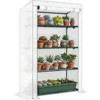 Kelvenix 4 Tier Lean-to Mini Greenhouse in White | Size: 0.6m2