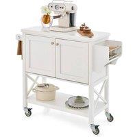 Kelvenix Kitchen Storage Trolley Cart Rolling Island in White | Size: 0.6m2
