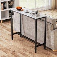 FORGEVIO Counter Height Table 120cm Bar Table with Footrest-White in White