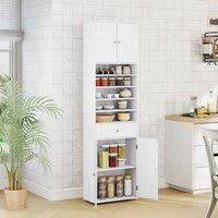 FORGEVIO 180 CM Linen Cabinet Organizer with Doors & Adjustable in White