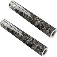 FLAVORA 2X Kitchen Worktop Covering Peel Stick Marble Wallpaper in Black | Size: 0.6m2