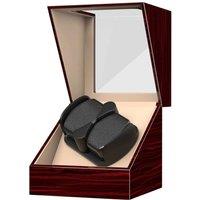 FLAVORA USB Quiet Deluxe Double Automatic Watch Winder Box in Red | Size: 500mm