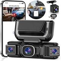 FLAVORA 4-Lens WiFi Car Dash Cam Front & Rear Camera in Black