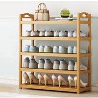 FLAVORA 5 Tier Bamboo Shoe Storage Rack Organiser Stand in Natural | Size: 500mm