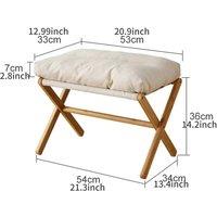 FLAVORA Beige Foldable Plush Bamboo Ottoman Footstool | Size: 0.6m2