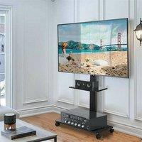 EONLION Wheeled Trolley TV Floor Stand in Black