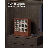 EONLION 12-Slot Wooden Watch Box in Brown | Size: 500mm