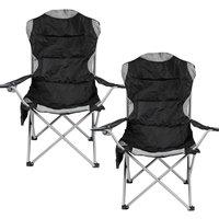 EONLION 2 x Black Folding Camping Deluxe Chairs
