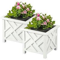 EONLION 2x Lattice Design Square Planter Pot in White | Size: 100g