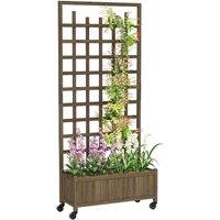 NESTLUNE Wooden Trellis Planter, Raised Garden Bed in Brown | Size: 10kg