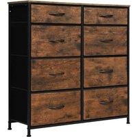 NESTLUNE Woltu Chest Of Drawers Vintage 8 Fabric Drawer in Brown | Size: 100 cm x 15 cm