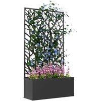 NESTLUNE Metal Raised Garden Bed with Trellis in Black | Size: 100g