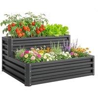 NESTLUNE 2 Tier Galvanised Raised Garden Bed Planter Box in Grey | Size: 1.25kg