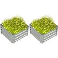 NESTLUNE y Set of 2 Raised Garden Bed Galvanised Planter Box in Silver | Size: 1.25kg