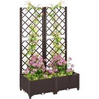 NESTLUNE Plastic Planter Box with Trellis, Vegetable Planter in Brown | Size: 1.25kg
