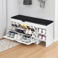 VOGREX Modern Shoe Bench Cushioned Seat Flip Storage Drawer Cabinet