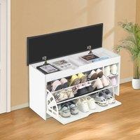 VOGREX Modern Shoe Bench Side Storage Flip Drawer Seat Cabinet