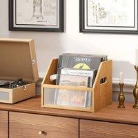 VOGREX Bamboo Desktop CD DVD Disc Storage Shelf Box in Beige