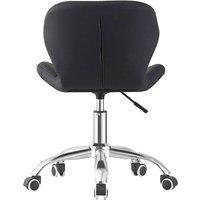 VOGREX Modern PU Swivel Vanity Chair Cute Bedroom Office Desk Chair in Black
