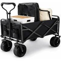VOGREX 100KG Heavy Duty Foldable Wagon Cart Wheels Beach Trolley in Black