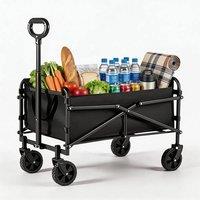 VOGREX 70KG Heavy Duty Foldable Wagon Cart Camping Beach Garden Trolley in Black