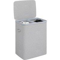 VOGREX Grey Large Double Compartment Laundry Hamper With Lid Separated Bin