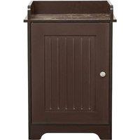 VOGREX Brown Wooden Bathroom Floor Storage Cabinet With Door & Shelves