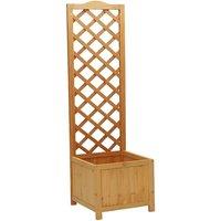 VOGREX Square Wooden Garden Planter With Trellis Patio Climbing Flower Box in Beige