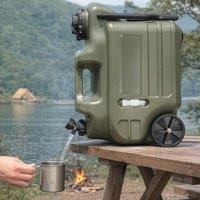VOGREX 28L Portable Water Container With Wheels & Pull Handle in Dark Green