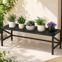 VOGREX Heavy Duty Metal Plant Stand Indoor Outdoor Flower Pot Shelf in Black