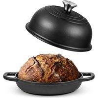 VOGREX Enamel Cast Iron Non Stick Dutch Oven Casserole Pot With Lid in Black