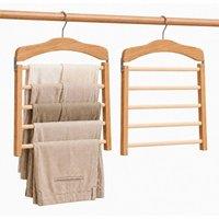 VOGREX 2 Pack Space Saving Trouser Hangers Wardrobe Jeans Scarf Organiser in Beige