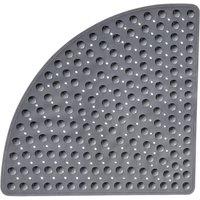 VOGREX L Quadrant Rubber Corner Shower Mat Non Slip Strong Suction Cups in Grey