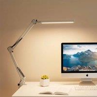 VOGREX 12W Clamp LED Desk Lamp 3 Color Modes Home Office Light in White