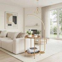FORGEVIO Gold Round Side Table Living Room Small Metal Coffee Table