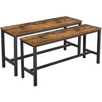 FORGEVIO Table Benches, Set of 2, Industrial 108 x 50 x 32.5 CM in Brown