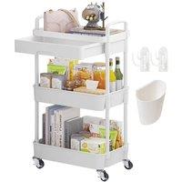 FORGEVIO Beauty Trolley on Wheels 3 Tier Storage with 3-tier, White