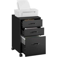FORGEVIO Cabinet with 3 Drawers, Rolling Office Filing 68.2H cm, Black