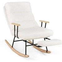 Kelvenix Nursery Rocking Chair Teddy Velvet Upholstered in White | Size: 0.6m2