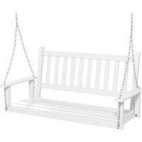 Kelvenix 2-Person Wooden Outdoor Porch Swing in White | Size: 0.6m2