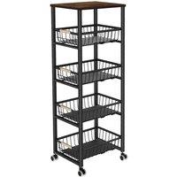 Kelvenix 5 Tier Kitchen Trolley Storage Rack Cart in Black | Size: 0.6m2