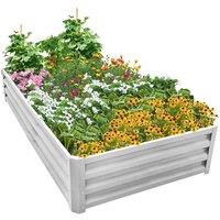 KORVIXA 6FT Galvanised Raised Garden Bed Flower Vegetable Planter in Silver | Size: 180 cm x 90 cm