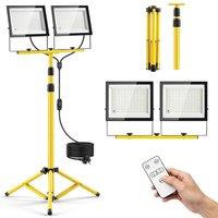 KORVIXA 230V Twin Head LED Tripod Site Light 15000 Lumens Remote in Yellow