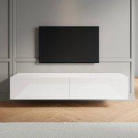 ERGOVEXA Floating TV Unit Cabinet Wall Mounted High Gloss Entertainment Unit in White
