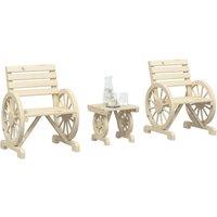 Berkfield Home 3 Piece Garden Lounge Set Solid Wood Fir in Brown