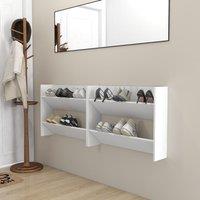 Berkfield Home Wall Shoe Cabinet 2 pcs White 80x18x60 cm Engineered Wood | Size: 80 x 18 x 60 cm