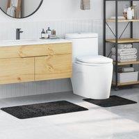 Berkfield Home 2 Piece Bath Mat Set Dark Grey Polypropylen Non-Slip | Size: Medium
