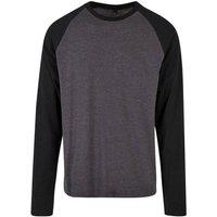 Build Your Brand Men's Contrast Raglan Long-Sleeved T-Shirt in Grey | Size: Small