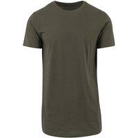 Build Your Brand Men's Long Length Shaped T-Shirt in Olive | Size: XL