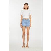 Shnoo Women's Frayed Hem Denim Shorts in Light Blue | Size: 10